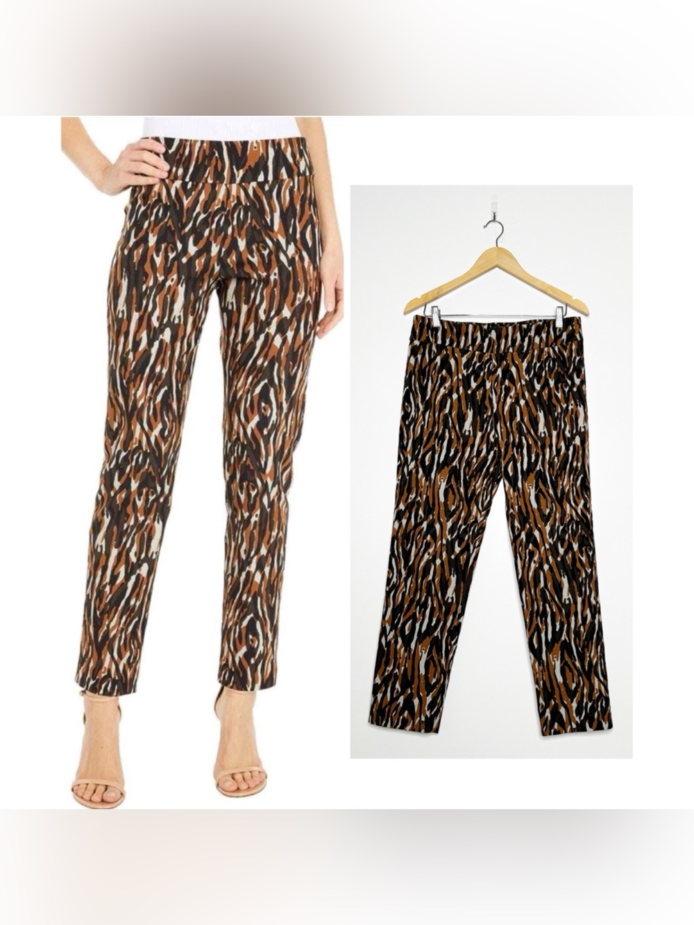 Krazy Larry Zebra Tiger Animal Print Pull-On Ankle Pants Size 12